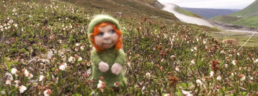 Tiny needle-felted doll at Hatcher Pass, Alaska