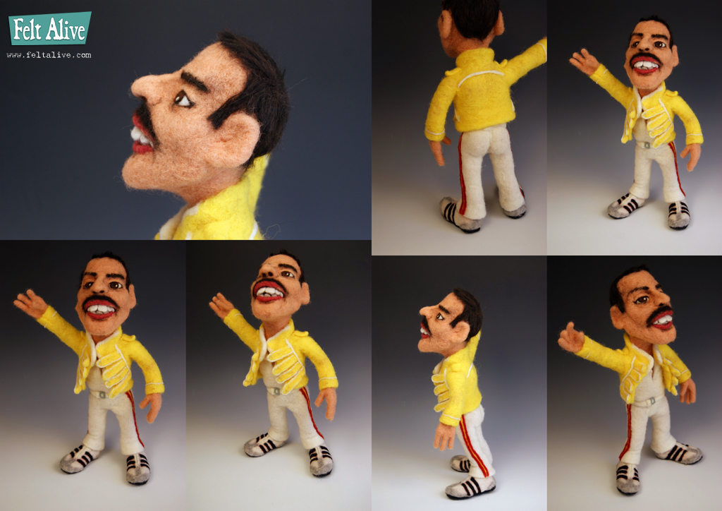 The Late, Great Freddie Mercury – in needle felted wool.