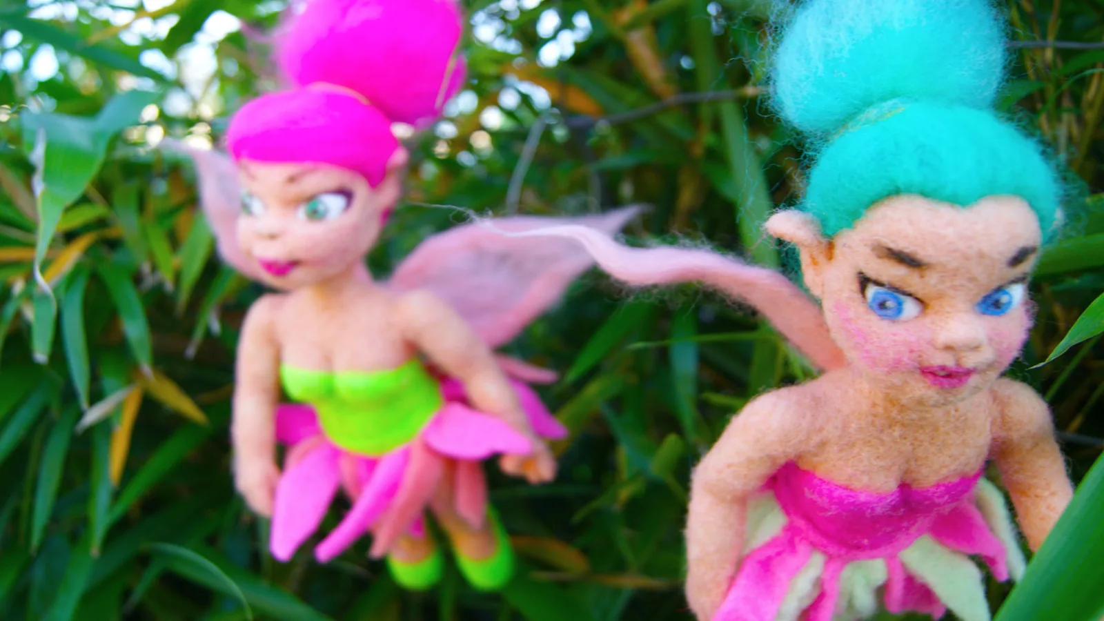 Needle-felted fairy dolls by Kay Petal of Felt Alive