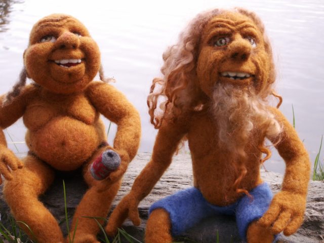 Meet Alice's New Bro', Crackers. Needle felted character dolls by Kay Petal
