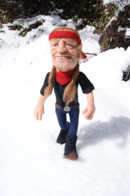 Willie Nelson Doll Needle felted wool sculpture by kay petal