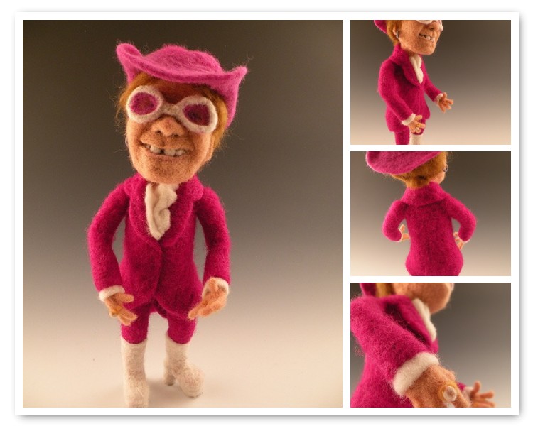 elton john doll - needle felted by Kay Petal - Felt Alive Wool Sculptures