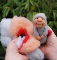 It just takes a few tufts of wool to make small needle felted creatures!