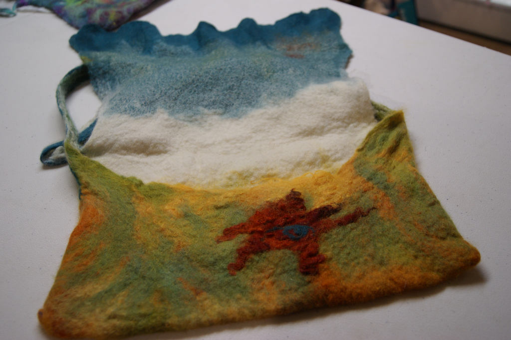 Nuno felting class - seamless handbag