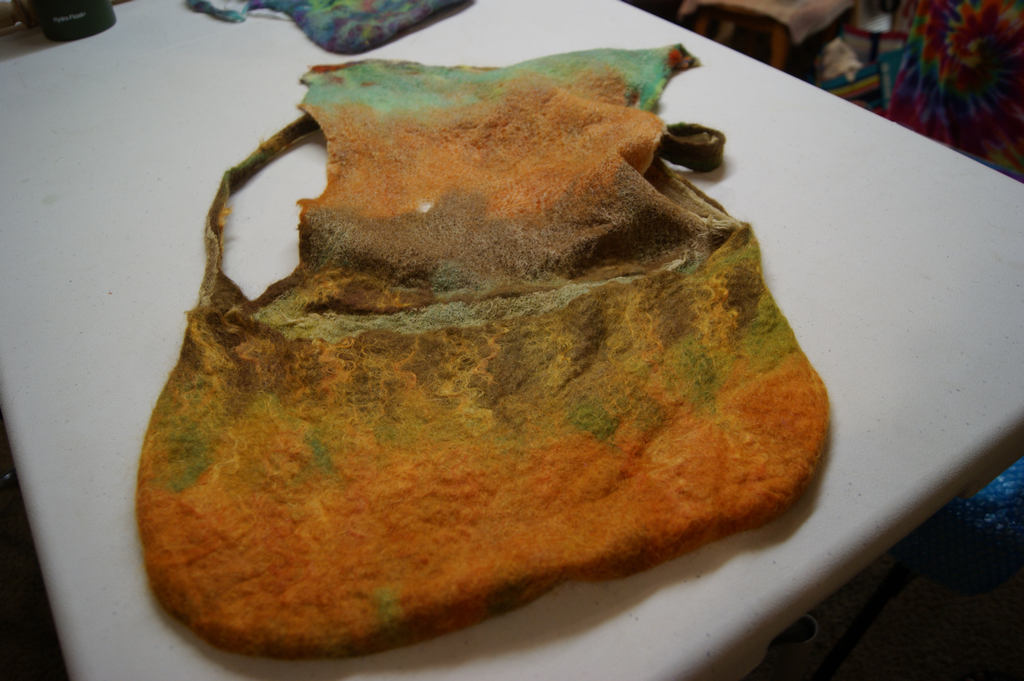 Nuno felting class - seamless handbag