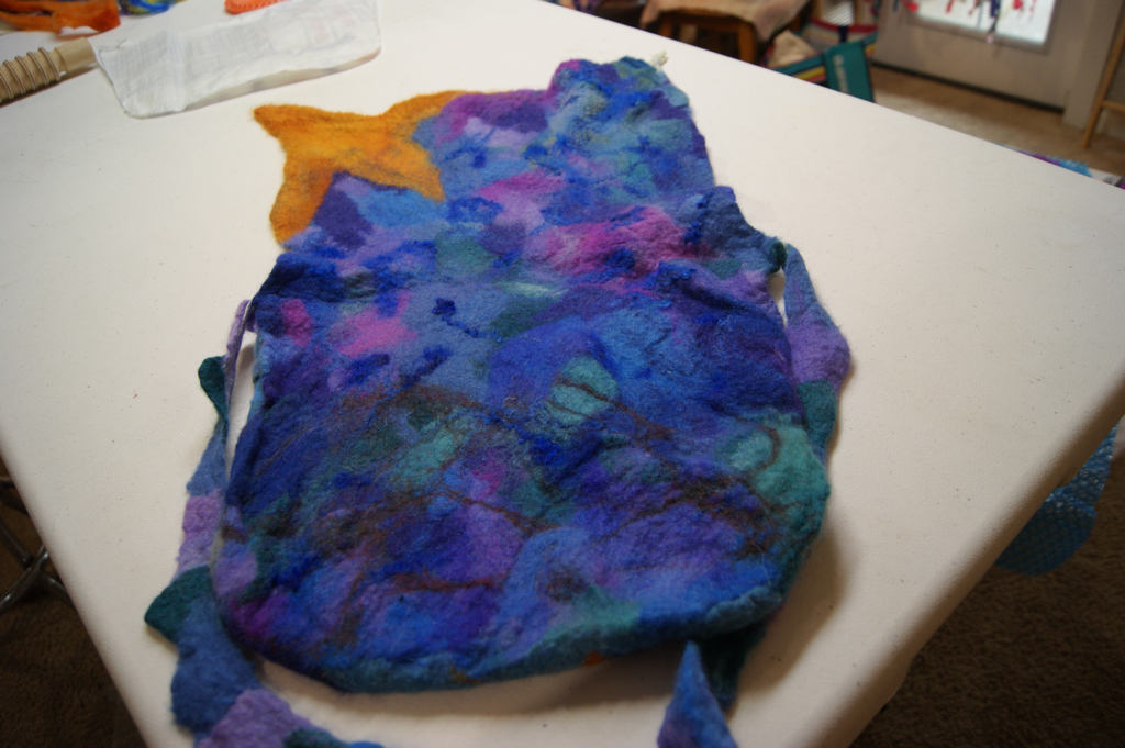Nuno felting class - seamless handbag