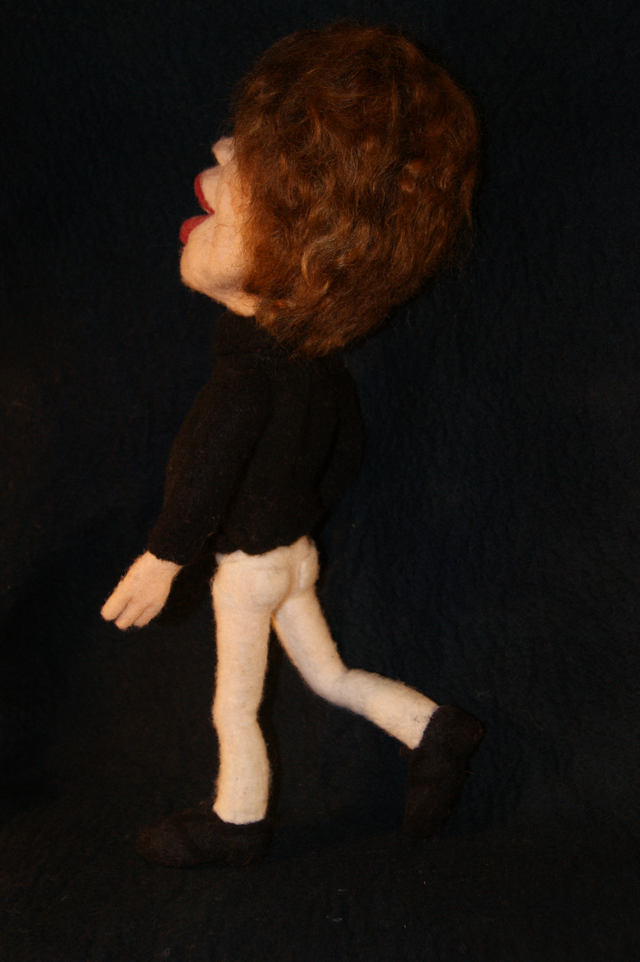 mick jagger figure wool art doll by Kay Petal - Felt Alive Wool Sculptures