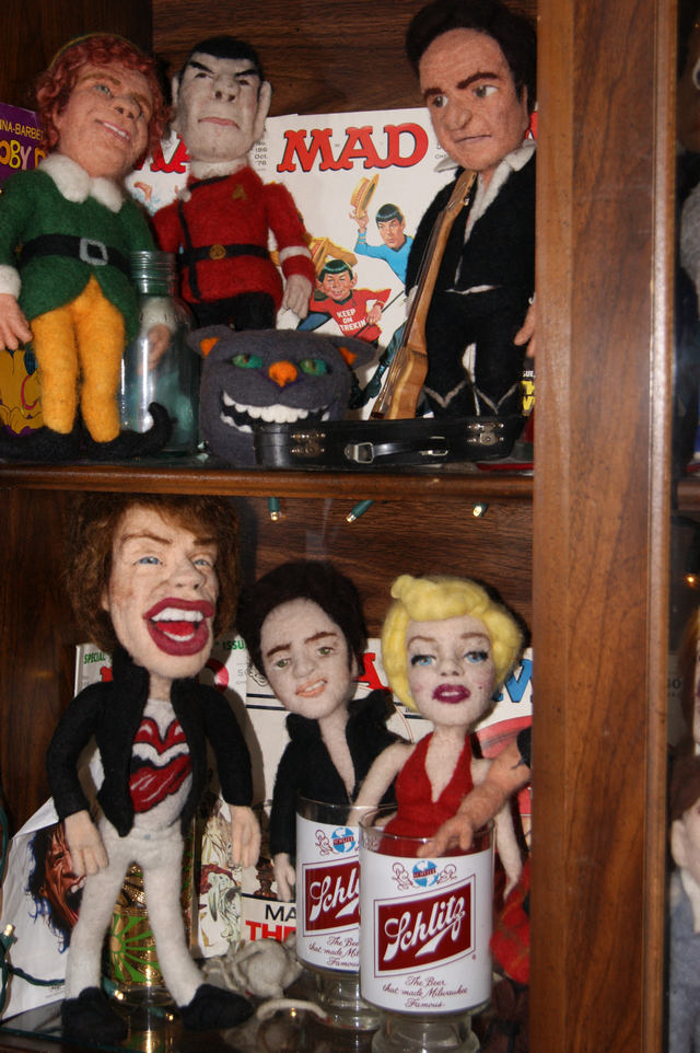 mick jagger wool art doll by Kay Petal - Felt Alive Wool Sculptures