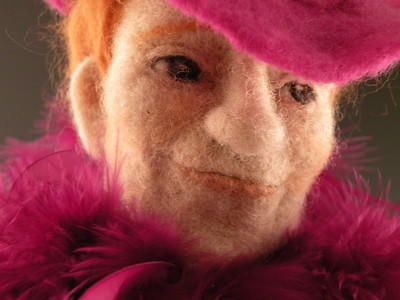 Li'l Conan playing dress-up with Li'l Elton's costume. Just a little needle felting fun with Felt Alive.