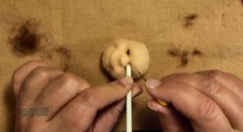 felting stick in use